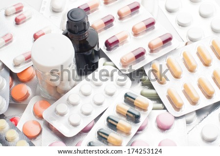 Tablets and pills background