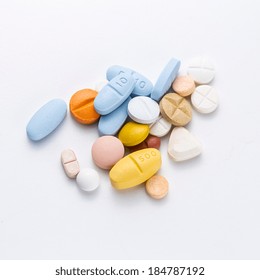 Tablets pills heap color mix therapy drugs doctor flu antibiotic pharmacy medicine medical