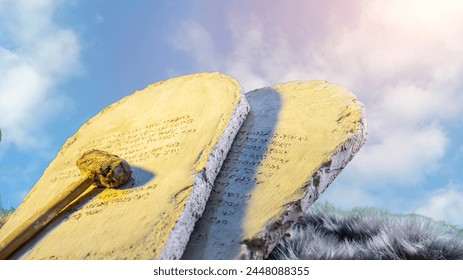 The tablets with the Ten Commandments of the Bible
