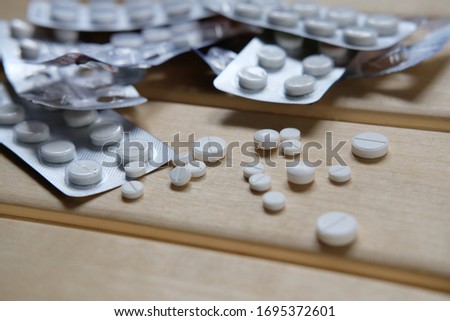 tablets from the virus COVID-19 are on the table. Coronavirus Problem and Covid-19 Protection