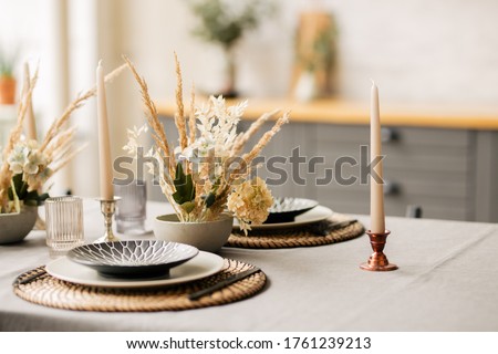 
tableware decorated for the holiday