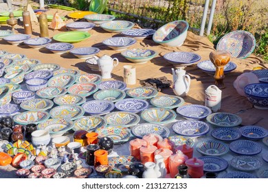 Tableware And Other Porcelain Items At A Street Fair