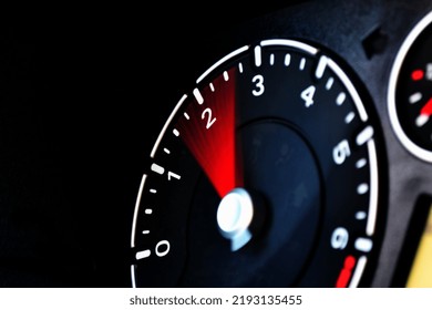 The tachometer arrow shows how the engine is gaining speed