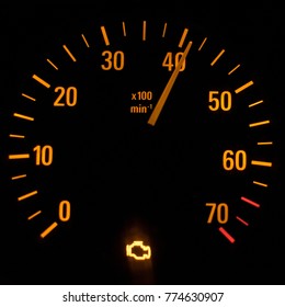 Tachometer machine. Lit Check Engine
