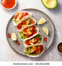 Taco with chicken and pineapple