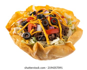 Taco Salad. Isolated On White.