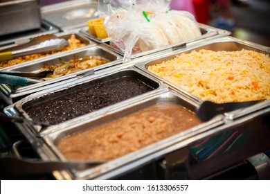 Taco Stand Food With Beans And Rice