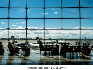 Tacoma International Airport, Seattle - June 2017: Waiting For The Flight