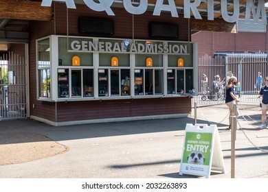 Tacoma, WA USA - Circa August 2021: View Of The Entrance To Point Defiance Zoo And Aquarium On A Sunny Day During Covid 19.