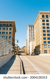 Tacoma, Washington, USA. April 2021. Buildings And Road Leading To The Seaport