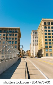 Tacoma, Washington, USA. April 2021. Buildings And Road Leading To The Seaport