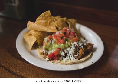 Tacos Eaten With Home Made Chips And Salsa On Top In San Francisco Mission District Very Tasty And Hispter On Valencia