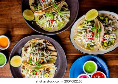 Tacos. Tacos. Meat, Fried Fish, Avocado, Cilantro, Cheese, Homemade Salsa, Lettuce And Lime Slices. Tex-Mex Favorite, Mexican Street Tacos: Beef, Fish, Pork, Served On Homemade Corn Tortillas.