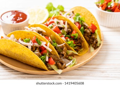 Tacos Meat Vegetables Mexican Food Style Stock Photo 1267234735 ...