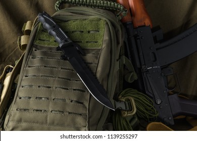 Tactical Combat Knife Backpack And AK74