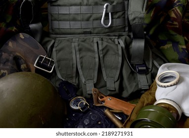 Tactical Equipment Of A Soldier For Combat Operations