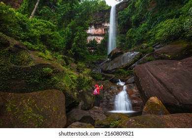 Tad Pho waterfall, Beautiful waterfall in Phu Langka national Park, Nakhon Phanom  province, ThaiLand. - Shutterstock ID 2160809821