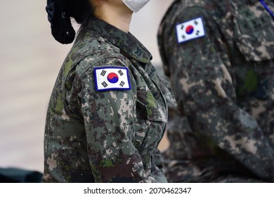 Taegeukgi On The South Korean Army Female Military Sergeant Uniform.