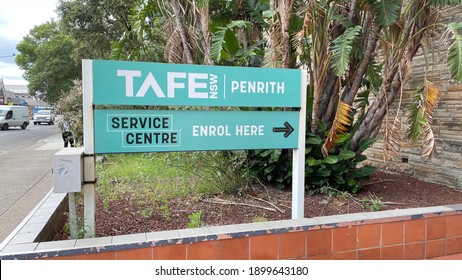 TAFE (Technical And Further Education) Penrith Sign, Penrith, NSW, Australia On 19 January 2021