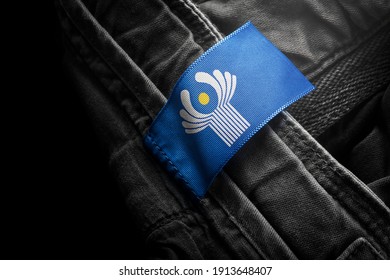 Tag on dark clothing in the form of the flag of the CIS