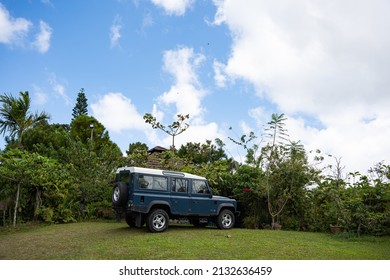 Tagaytay, Philippines - February 25, 2022: An Old Jeep Defender Parked On The Hill Of Tagaytay 