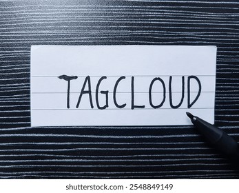 Tagcloud writting on table background.