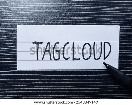 Tagcloud writting on table background.