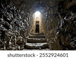 Tagliata delle Fontanelle: underground gallery of the 19th-century fortress. Fastro Bassanese, Valbrenta, Veneto, Italy.