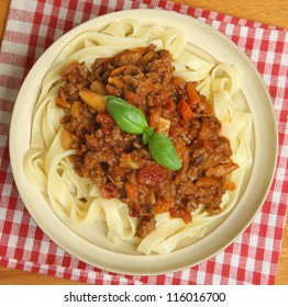 Tagliatelle Pasta With Bolognese Sauce