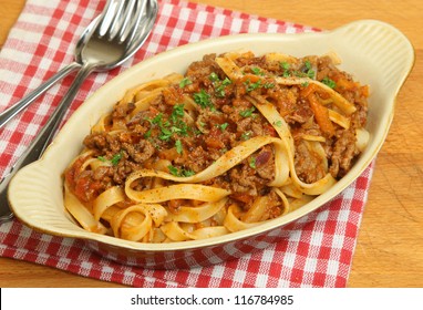 Tagliatelle Pasta With Bolognese Sauce