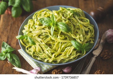 Tagliatelle Pasta With Pesto Sauce