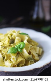 Tagliatelle Pasta With Pesto Sauce	