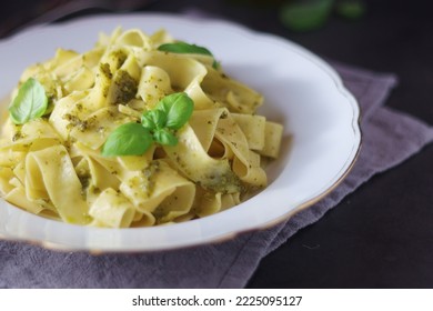 Tagliatelle Pasta With Pesto Sauce