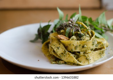 Tagliatelle With Pesto Sauce Basil