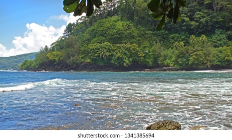 Tahiti, French Polynesia - February 14th 2019.
Beach Next To Arahoho Blowhole In Tahiti