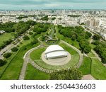 Taichung central park , Taiwan - Aug 18, 2024 :Aerial view of the largest park in taichung .