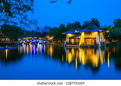 Taichung Park in Taichung, Asia, and Taiwan is a long-established place. The pavilion in the center of the park represents the buildings in Taichung. The beautiful lights at night attract many lovers