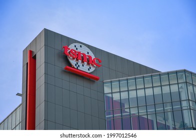 Taichung, Taiwan - 06 09 2021 : Tsmc Or Taiwan Semiconductor Manufacturing Company Building In Taichung Taiwan With Sign