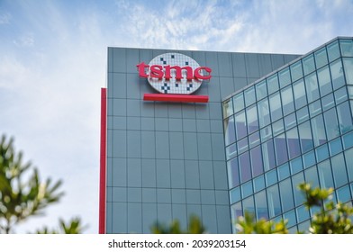 Taichung, Taiwan - 06 09 2021 : Tsmc Or Taiwan Semiconductor Manufacturing Company Building In Taichung Taiwan With Sign