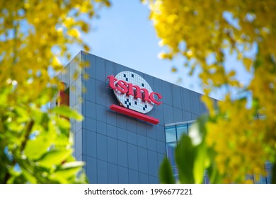 Taichung, Taiwan - 06 25 2021 : Tsmc Or Taiwan Semiconductor Manufacturing Company Building In Taichung Taiwan With Sign