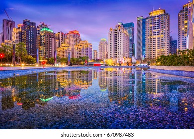 Taichung, Taiwan City Skyline At Night.