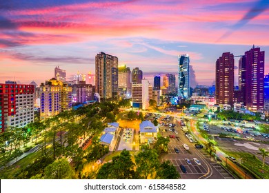 Taichung, Taiwan City Skyline At Sunset.