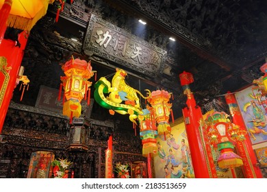 Taichung, Taiwan – February 26, 2022: The Dajia Jenn Lann Temple, a temple to the Chinese sea goddess Mazu at Dajia District of Taichung, Taiwan