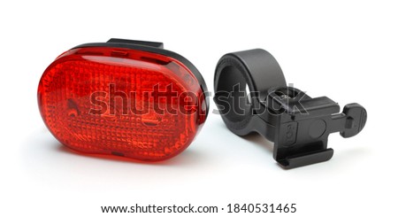  Tail plastic bicycle light isolated on white.
