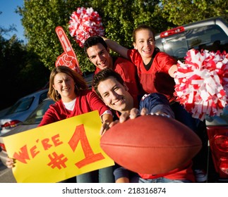 Tailgate: Football Fans Cheering For Their Team