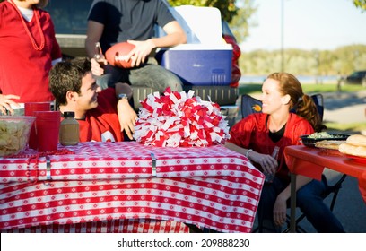 Tailgate: Table With Party Food And Empty Space 