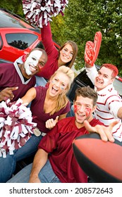 Tailgating: Excited College Football Fans Cheering