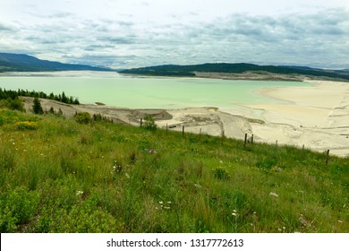 A Tailing Pond At A Copper Mine Near Ashcroft, British Columbia, Canada