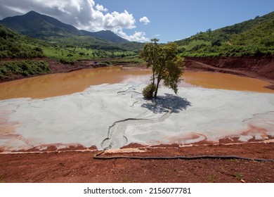 A Tailings Dam Built To Contain Permanently Byproducts Of Gold Mining