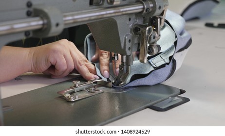 Tailor Sews Black Leather Sewing Workshop Stock Photo 1408924529 ...